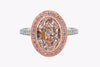 GIA Certified 3.66 Carats Oval Cut Pink Diamond Halo Engagement Ring in Rose Gold & Platinum