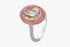 GIA Certified 3.66 Carats Oval Cut Pink Diamond Halo Engagement Ring in Rose Gold & Platinum