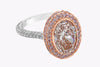 GIA Certified 3.66 Carats Oval Cut Pink Diamond Halo Engagement Ring in Rose Gold & Platinum