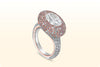 GIA Certified 4.02 Carat Fancy White and Pink Diamond Dome Cocktail Ring in Rose Gold and Platinum