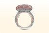 GIA Certified 4.02 Carat Fancy White and Pink Diamond Dome Cocktail Ring in Rose Gold and Platinum