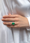 9.61 Carat Oval Cut Green Emerald Halo Cocktail Fashion Ring in Two-Tone