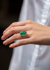 9.61 Carat Oval Cut Green Emerald Halo Cocktail Fashion Ring in Two-Tone