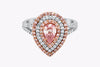 GIA Certified 0.47 Carat Pear Shape Pink Diamond Triple Halo Engagement Ring in Rose Gold