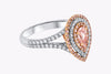 GIA Certified 0.47 Carat Pear Shape Pink Diamond Triple Halo Engagement Ring in Rose Gold