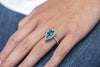 GIA Certified 3.63 Carat Pear Shape Aquamarine Halo Engagement Ring