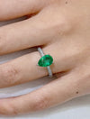 1.42 Carat Pear Shape Green Emerald and Diamond Engagement Ring in Platinum