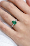 1.42 Carat Pear Shape Green Emerald and Diamond Engagement Ring in Platinum