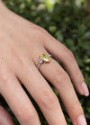 GIA Certified 2.53 Carat Pear Shape Fancy Yellow Diamond Three Stone Engagement Ring in Platinum