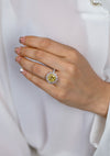 GIA Certified 4.47 Carats Round Brilliant Cut Yellow Diamond Engagement Ring in Yellow Gold & Platinum