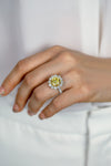 GIA Certified 4.47 Carats Round Brilliant Cut Yellow Diamond Engagement Ring in Yellow Gold & Platinum