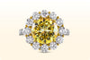 GIA Certified 4.47 Carat Round Cut Fancy Intense Yellow Diamond Engagement Ring in Two Tone