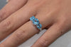 2.94 Carats Total Round Cut Aquamarine Three-Stone Engagement Ring in White Gold