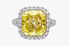 GIA Certified 5.32 Carats Radiant Cut Yellow Diamond Halo Engagement Ring in White & Yellow Gold