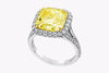 GIA Certified 5.32 Carats Radiant Cut Yellow Diamond Halo Engagement Ring in White & Yellow Gold