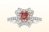 GIA Certified 0.88 Carat Radiant Cut Natural Fancy Brownish Pink Diamond Contoured Halo Pave Engagement Ring in Platinum