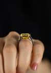 GIA Certified 11.30 Carats Radiant Cut Yellow Diamond Engagement Ring in Platinum