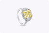 3.64 Carats Radiant Cut Yellow Diamond Halo Engagement Ring in Yellow Gold & Platinum