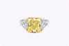 Roman Malakov GIA Certified Radiant Cut Yellow Diamond Three-Stone Ring