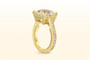 GIA Certified 8.07 Carat Radiant Cut Fancy Yellow Diamond Pave Engagement Ring in Platinum