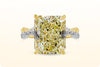 GIA Certified 12.16 Carat Radiant Cut Fancy Light Yellow Diamond Intertwined Engagement Ring in Two Tone