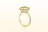 GIA Certified 6.54 Carat Radiant Cut Fancy Yellow Diamond Pave Engagement Ring in Yellow Gold