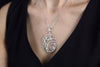 3.87 Carats Total Round Diamond Circle Pendant Necklace in White Gold