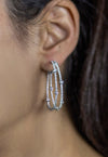 4.63 Carats Total Round Diamonds Two-Row Hoop Earrings in White Gold