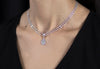 4.62 Carats Total Rose Cut Diamond Drop Diamond by the Yard Necklace in White Gold
