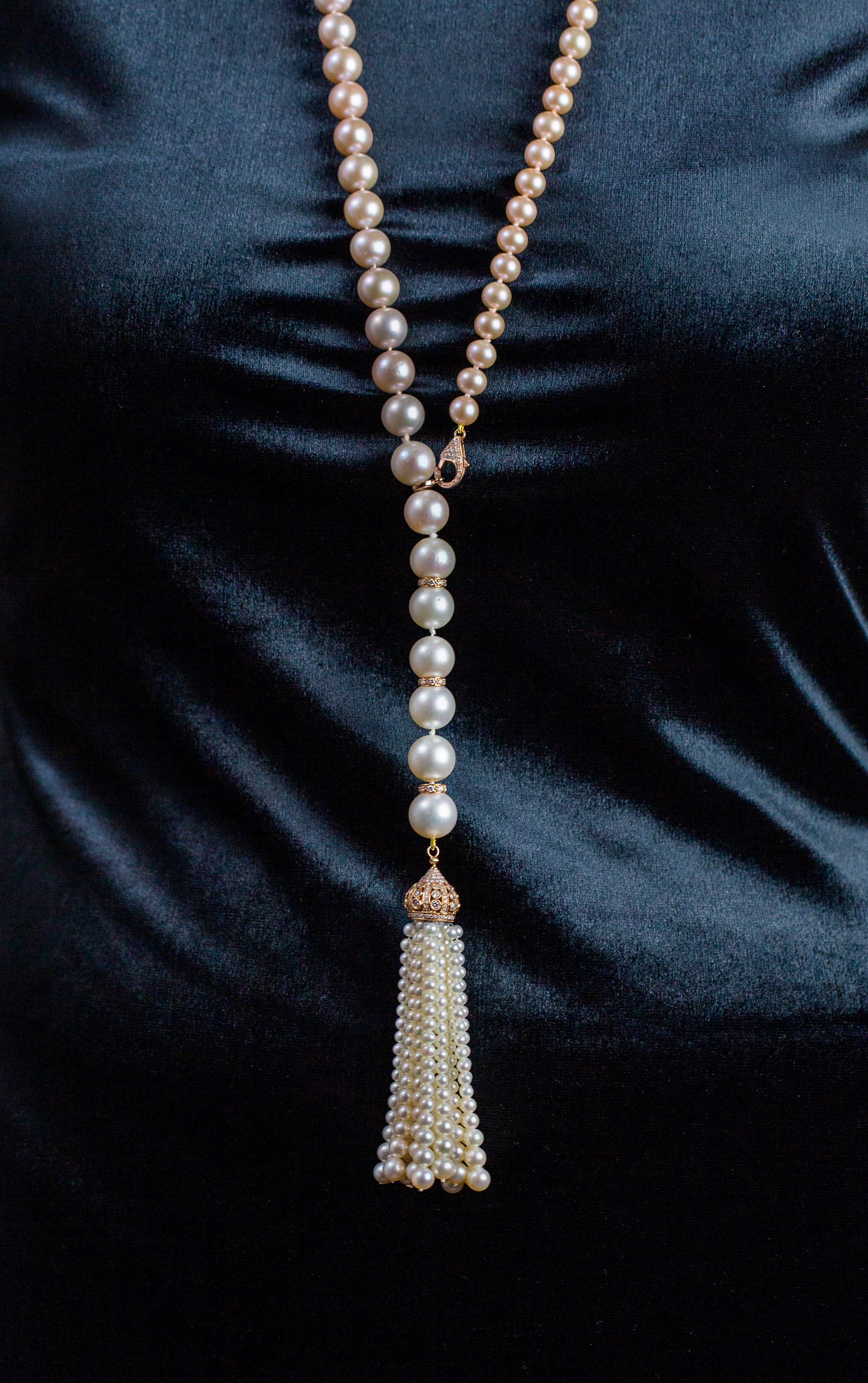 Pink & White South Sea Pearl Opera Length Tassel Necklace