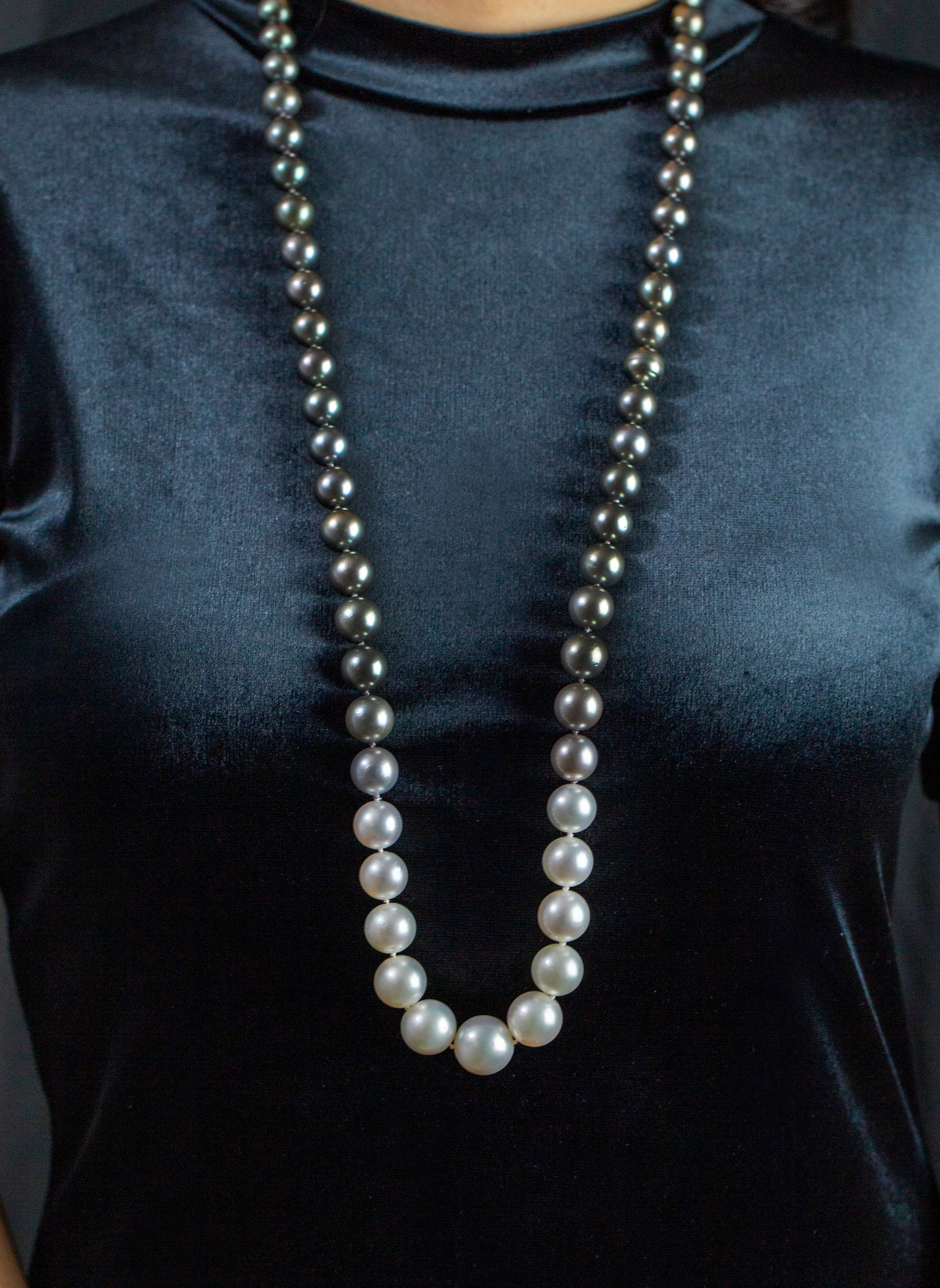 Black & White South Sea Pearl Opera Length Necklace