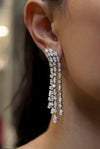 12.53 Carat Total Four Strand Multi Shape Diamond Drop Earrings in White Gold