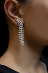 8.12 Carats Total Four Strand Mix Cut Dangle Diamond Earrings in White Gold