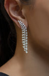8.12 Carats Total Four Strand Mix Cut Dangle Diamond Earrings in White Gold