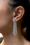 8.10 Carat Total Pear Shape Waterfall Chandelier Diamond Earrings in White Gold