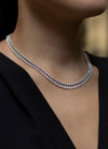10.99 Carats Total Round and Pear Shape Diamond Riviere Necklace in White Gold