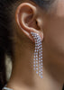 7.58 Carat Total Four Strand Pear Cut Diamond Dangle Earrings in White Gold