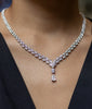 18.23 Carats Total Two Row Graduating Pear Shape Diamond Necklace in White Gold
