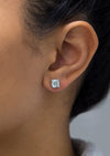 GIA Certified 3.02 Carat Total Cushion Cut Diamond Stud Earrings in Platinum