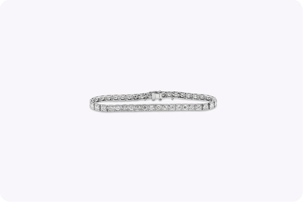 4.85 Carats Total Old European Cut Diamond Tennis Bracelet in Platinum