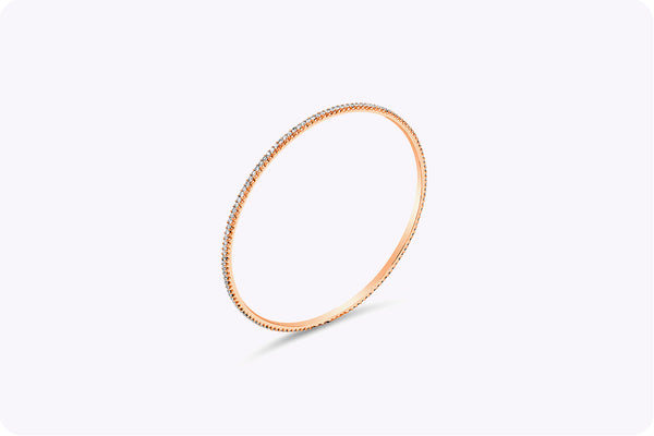 1.78 Carat Round Diamond Bangle Bracelet in 18 Karat Rose Gold