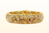 49.12 Carat Total Mixed Cut Natural Fancy Color Diamond Micro Pave Domed Bangle Bracelet in Rose Gold
