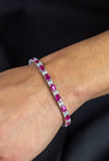 11.11 Carats Total Oval Cut Pinkish Ruby & Diamond Tennis Bracelet in White Gold