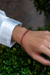 9.39 Carat Total Brilliant Round Cut Burmese Ruby Tennis Bracelet in Rose Gold