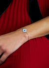 0.28 Carat Total Diamond Mother of Pearl Evil Eye Bracelet in White Gold