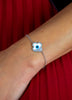 0.28 Carat Total Diamond Mother of Pearl Evil Eye Bracelet in White Gold