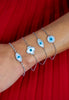 0.28 Carat Total Diamond Mother of Pearl Evil Eye Bracelet in White Gold