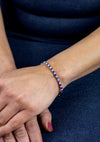 2.17 Carats Total Alternating Blue Sapphire and Diamond Bangle Bracelet in White Gold