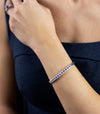 2.63 Carat Total Alternating Blue Sapphire and Diamond Bangle in White Gold