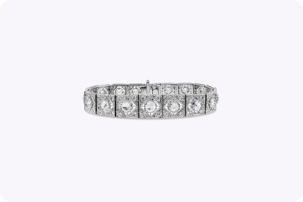 6.30 Carat Total Brilliant Round Diamond Art Deco Fashion Bracelets